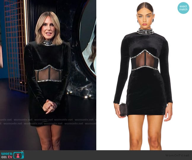 Patbo Hand-Beaded Velvet Bustier Mini Dress worn by Keltie Knight on E! News