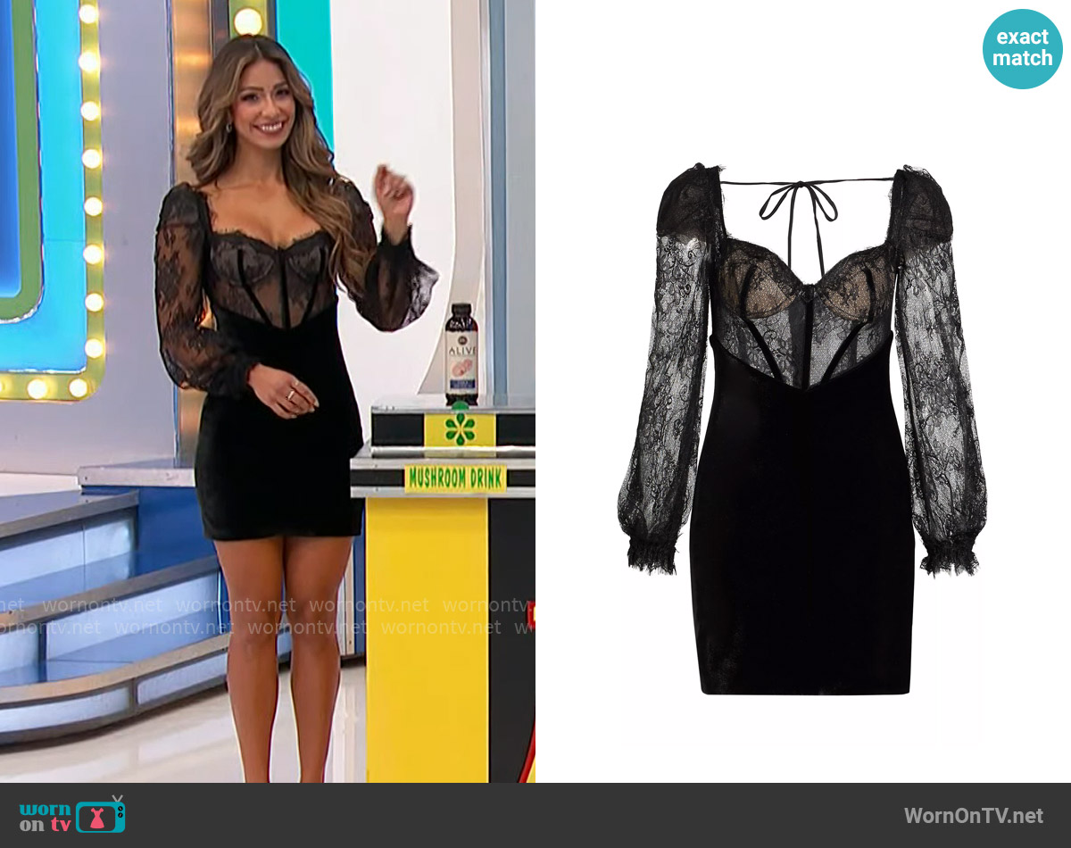 PatBO Lace & Velvet Minidress worn by Manuela Arbeláez on The Price is Right
