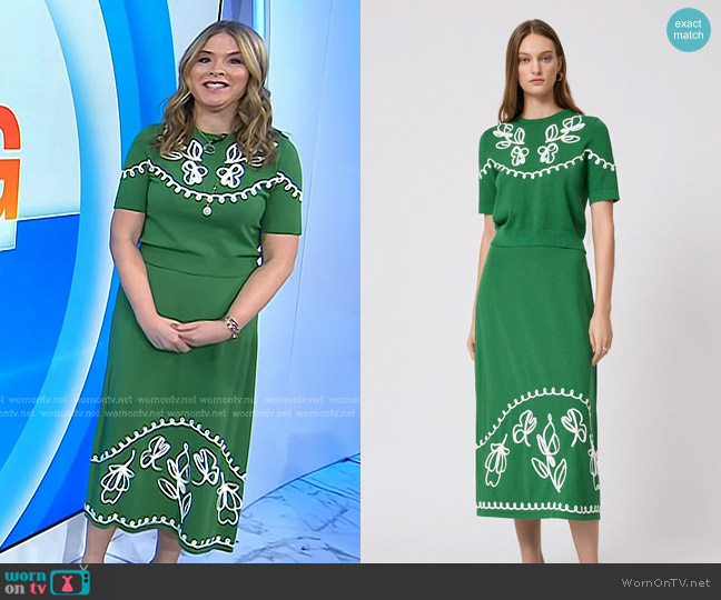 Pearl by Lela Rose Floral Embroidered Top worn by Jenna Bush Hager on Today