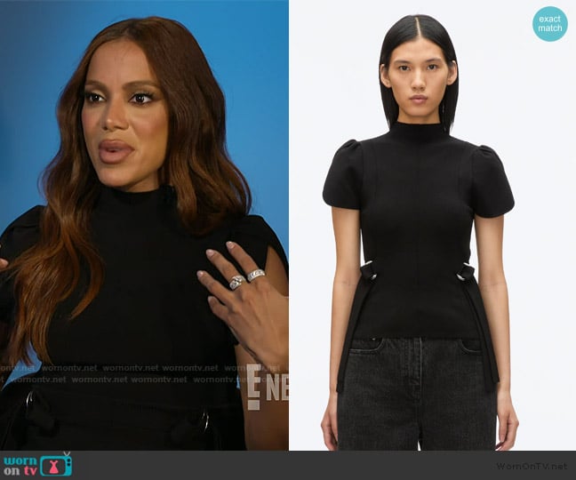 3.1 Phillip Lim Compact Rib Tulip Top worn by Annita on E! News