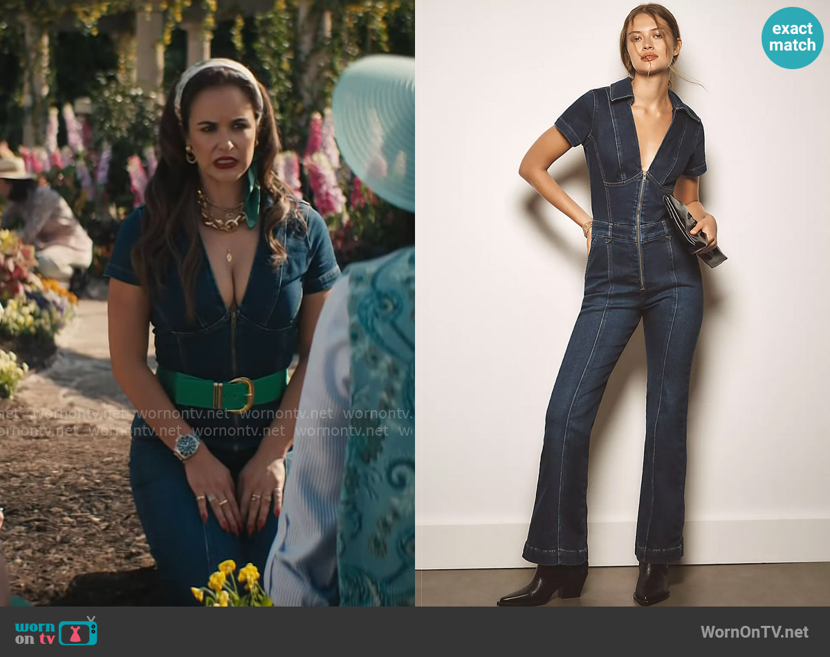 Pilcro The Slim Flared Overalls worn by Birdie (Melissa Fumero) on Grosse Pointe Garden Society