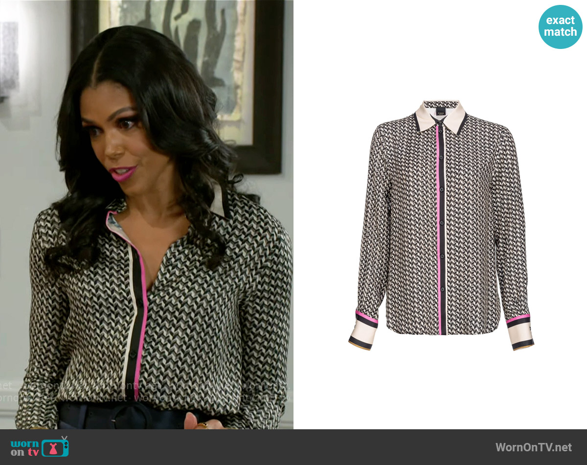 Pinko New Norah Shirt worn by Dani Dupree (Karla Mosley) on Beyond the Gates