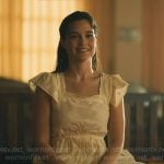 Piper’s butter yellow heart embroidered midi dress on The White Lotus