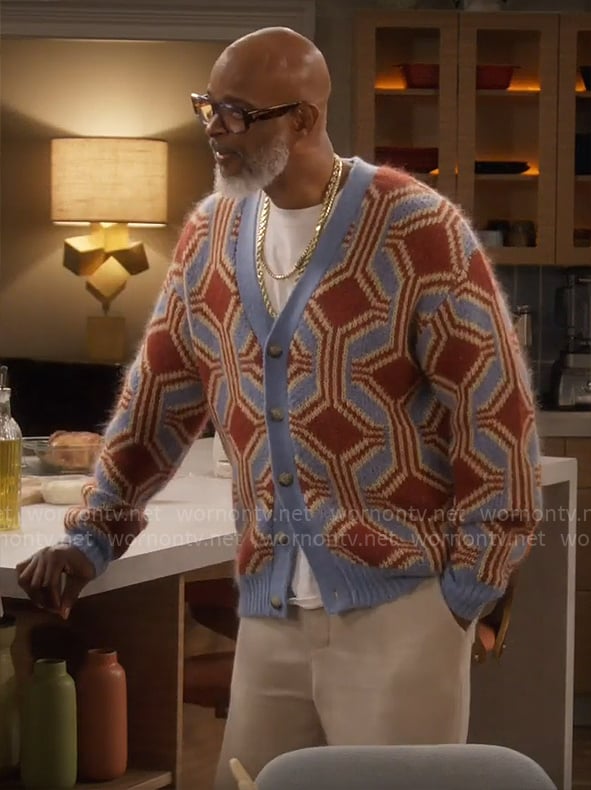 Poppa’s blue and orange printed cardigan on Poppas House