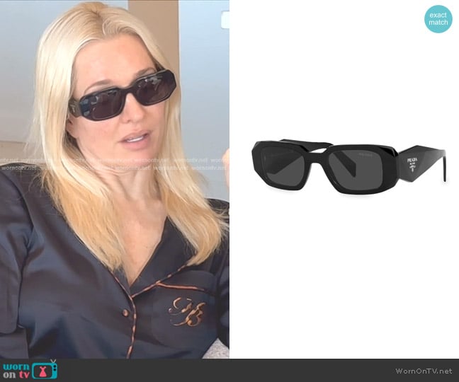 Prada Symbole Rectangular Sunglasses worn by Erika Jayne on The Real Housewives of Beverly Hills