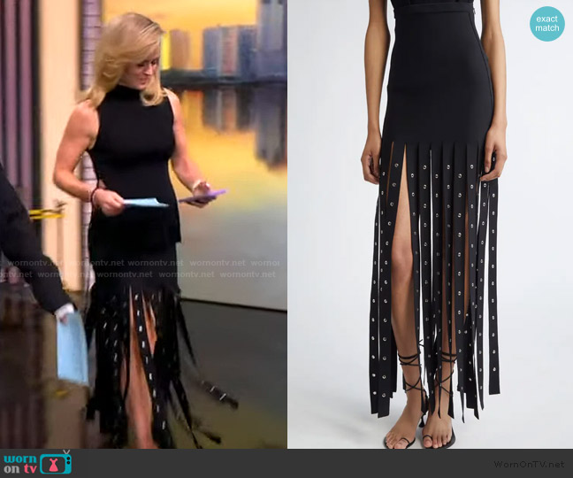 Proenza Schouler Effe Studded Fringe Hem Compact Knit Skirt worn by Sara Haines on The View