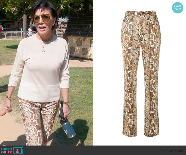 Proenza Schouler Snake Effect Faux Leather Straight Leg Pants worn by Kris Jenner (Kris Jenner) on The Kardashians
