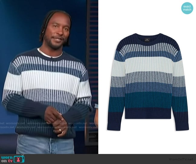 PS Paul Smith Striped Sweater worn by Scott Evans on Access Hollywood