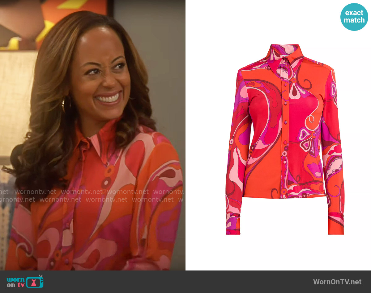 Pucci Parade Jersey Satin Shirt worn by Ivy Reed (Essence Atkins) on Poppas House