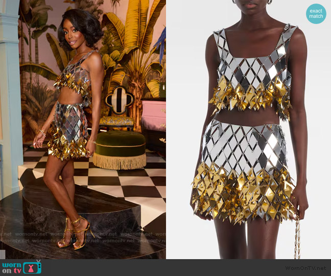Rabanne Metallic crop top worn by Venita Aspen on Southern Charm