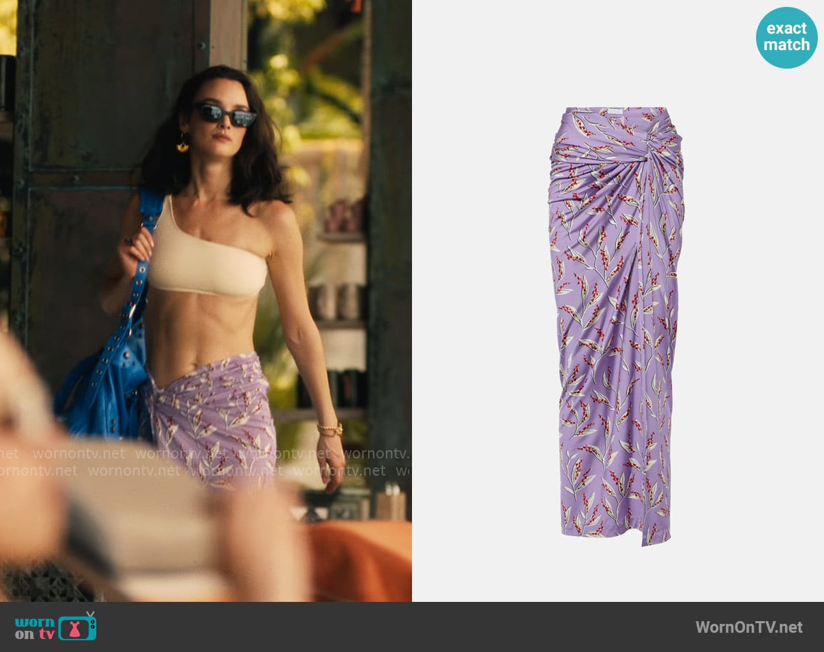Rabanne Floral wrap skirt worn by Chloe (Charlotte Le Bon) on The White Lotus