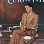 Rachel Zegler’s brown blazer and skirt on Good Morning America