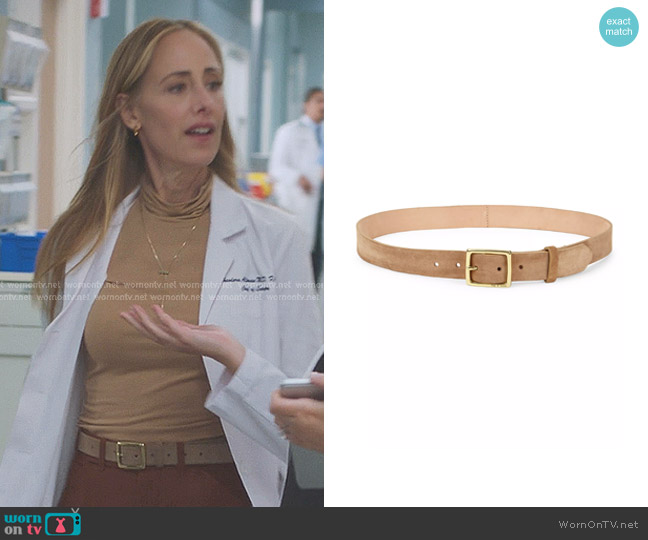 Rag & Bone Suede Boyfriend Belt in Camel worn by Teddy Altman (Kim Raver) on Greys Anatomy