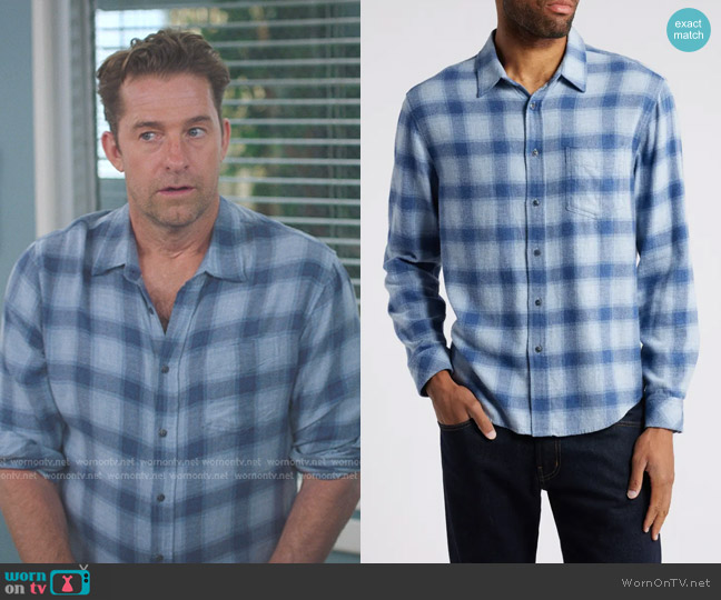 Rails Lennox Plaid Cotton Blend Flannel Button-Up Shirt in Waterfall Shadow worn by Nick Marsh (Scott Speedman) on Greys Anatomy