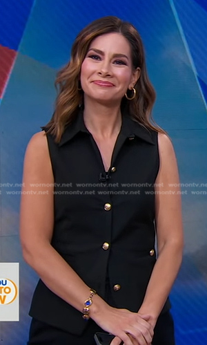 Rebecca’s black collared vest on Good Morning America