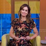 Rebecca’s black floral midi dress on Good Morning America