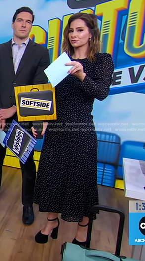 Rebecca’s black suede platform pumps on Good Morning America