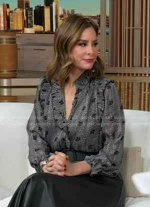 Rebecca’s printed ruffle blouse on Good Morning America