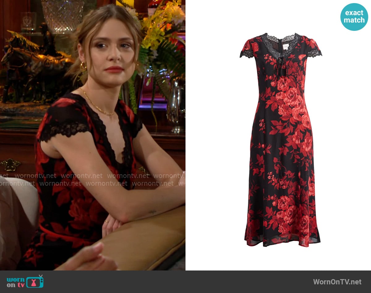 Reformation Tiffie Dress in Basilica worn by Claire Grace (Hayley Erin) on The Young and the Restless