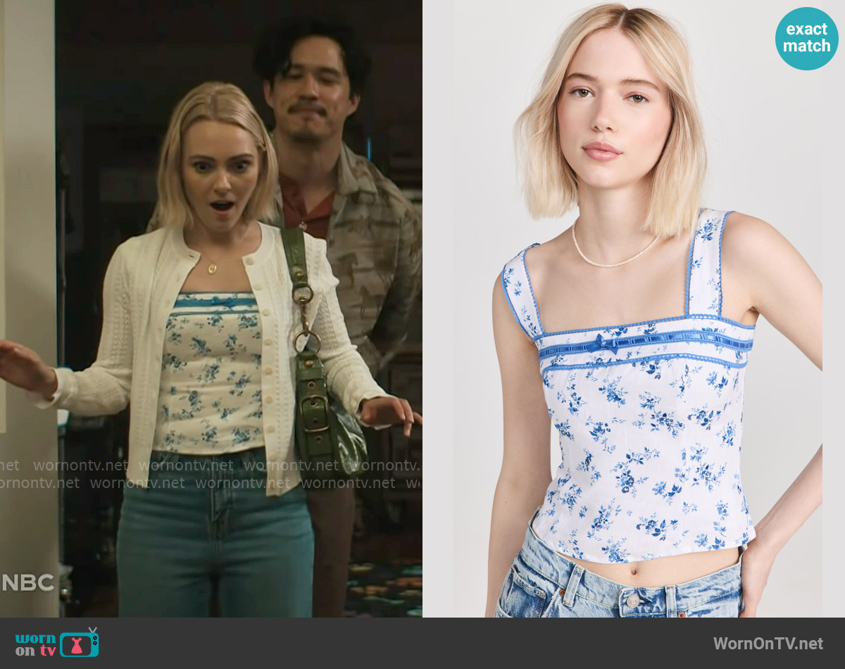 Reformation Eloise Top in Orlaya worn by Alice (AnnaSophia Robb) on Grosse Pointe Garden Society