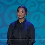Regina Hall’s black button down shirt with white stitching on Today