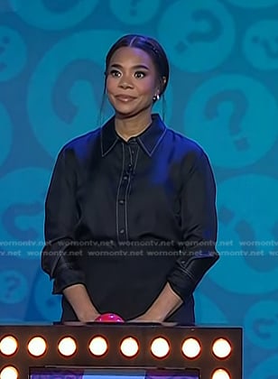 Regina Hall’s black button down shirt with white stitching on Today