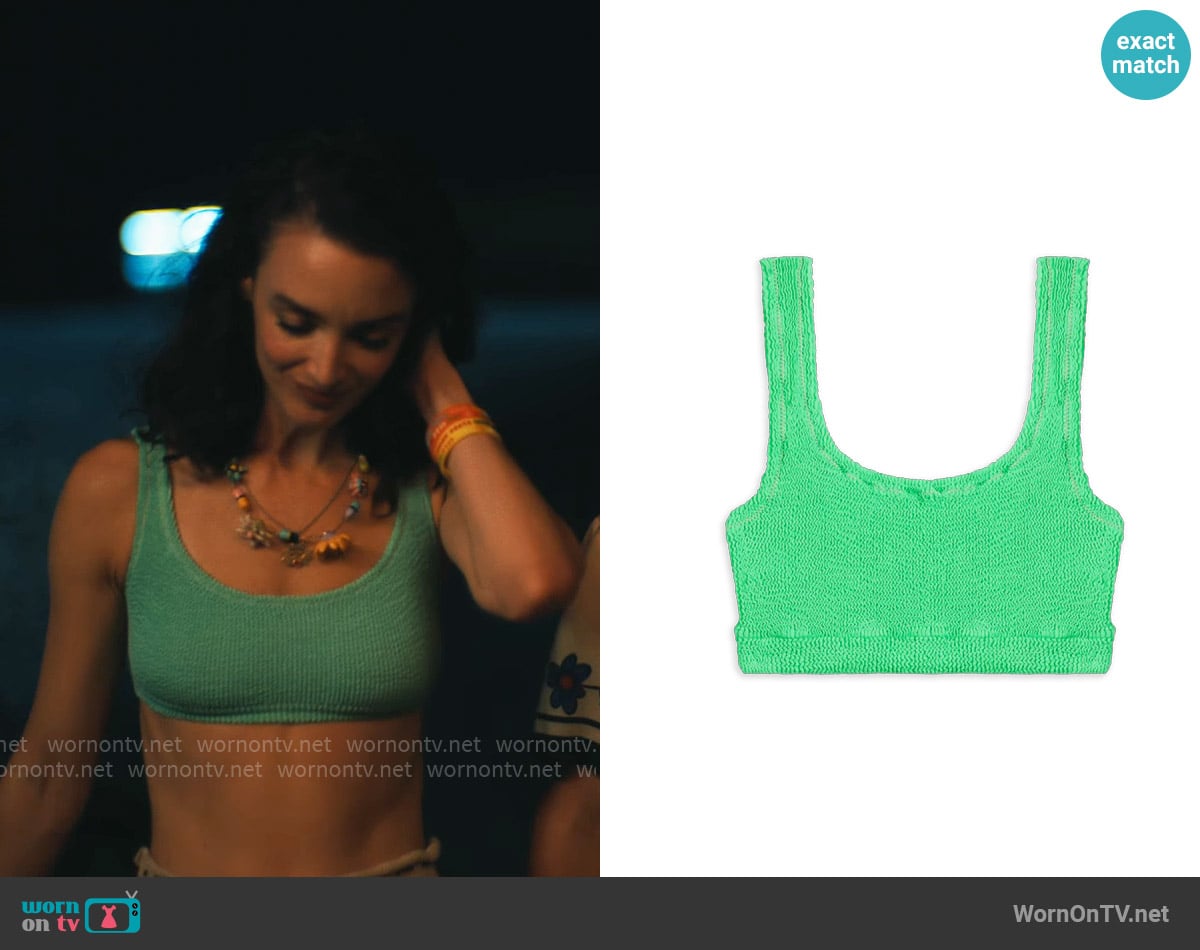 Reina Olga Ginny Bikini Top in Neon Green / Full Coverage worn by Chloe (Charlotte Le Bon) on The White Lotus