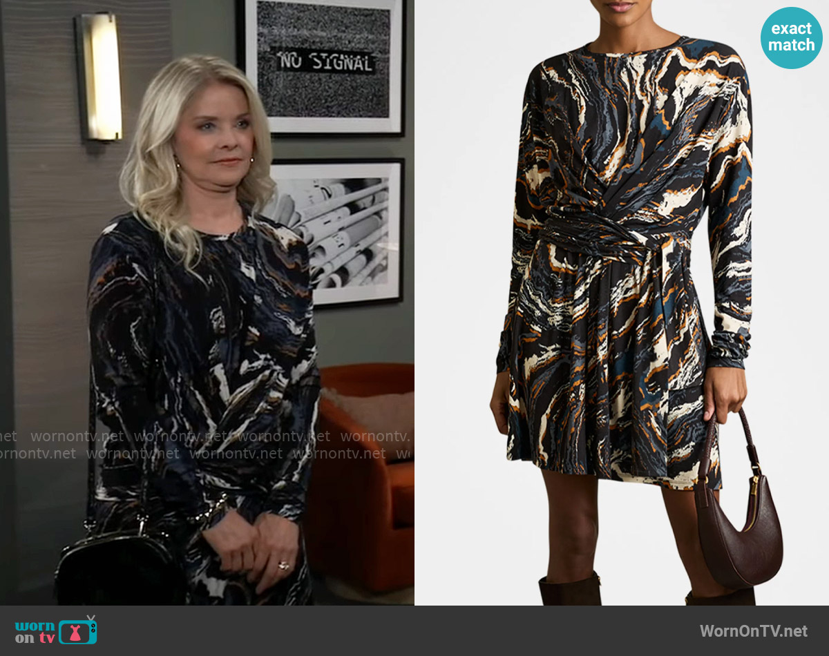 Reiss Jasmine Abstract-Print Jersey Mini Dress worn by Felicia Scorpio (Kristina Wagner) on General Hospital