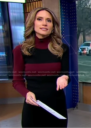 Rhiannon’s black colorblock knit dress on Good Morning America