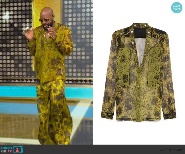 Rick Owens Larry Fogpocket shirt worn by Wyclef Jean on Tamron Hall Show