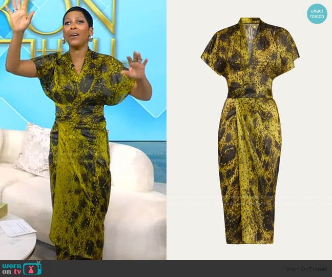 Rick Owens Printed Wrap Midi Dress worn by Tamron Hall on Tamron Hall Show