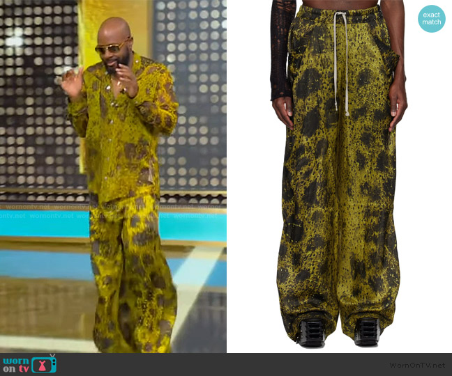 Rick Owens Hollywood Lido Trousers worn by Wyclef Jean on Tamron Hall Show