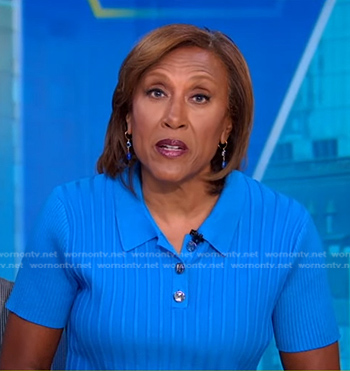 Robin’s blue ribbed polo on Good Morning America