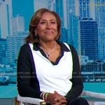 Robin’s black colorblock collared top on Good Morning America