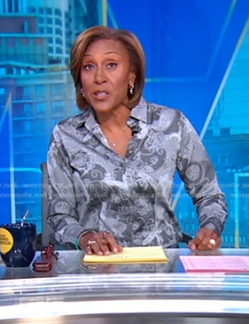 Robin’s grey floral blouse on Good Morning America