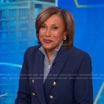 Robin’s navy double breasted blazer on Good Morning America