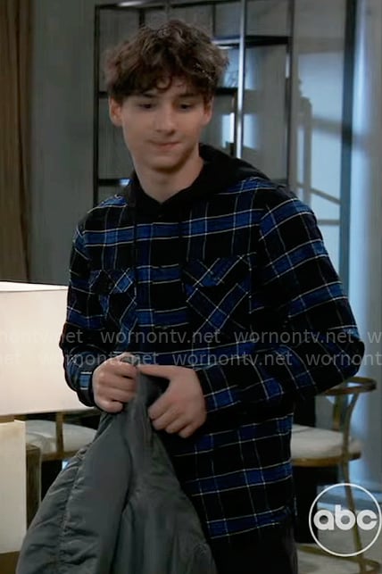 Rocco’s blue checked shirt on General Hospital