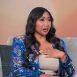 Rosslyn’s blue floral metallic blazer and short set on Access Hollywood