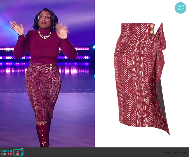 Rua & Rua High Waisted Asymmetrical Pencil Skirt worn by Jennifer Hudson on The Jennifer Hudson Show