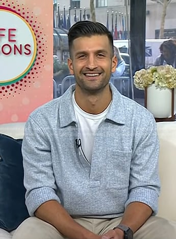Sahil Bloom’s blue knit polo on Today
