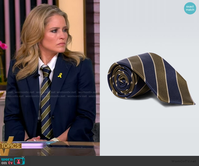 Saint Laurent Striped silk twill tie worn by Sara Haines on The View
