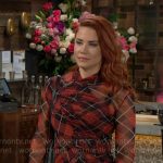 Sally’s red plaid mesh top on The Young and the Restless