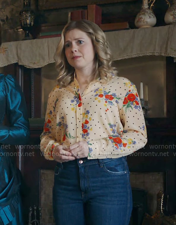 Sam’s yellow flower and dot print blouse on Ghosts