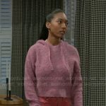 Samantha’s pink hooded sweater on Beyond the Gates