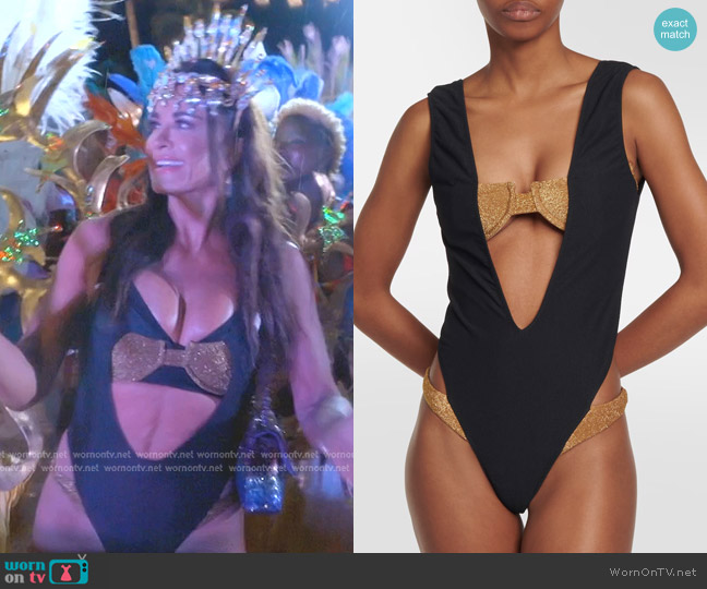 Same V Double Layer Swimsuit worn by Kyle Richards on The Real Housewives of Beverly Hills