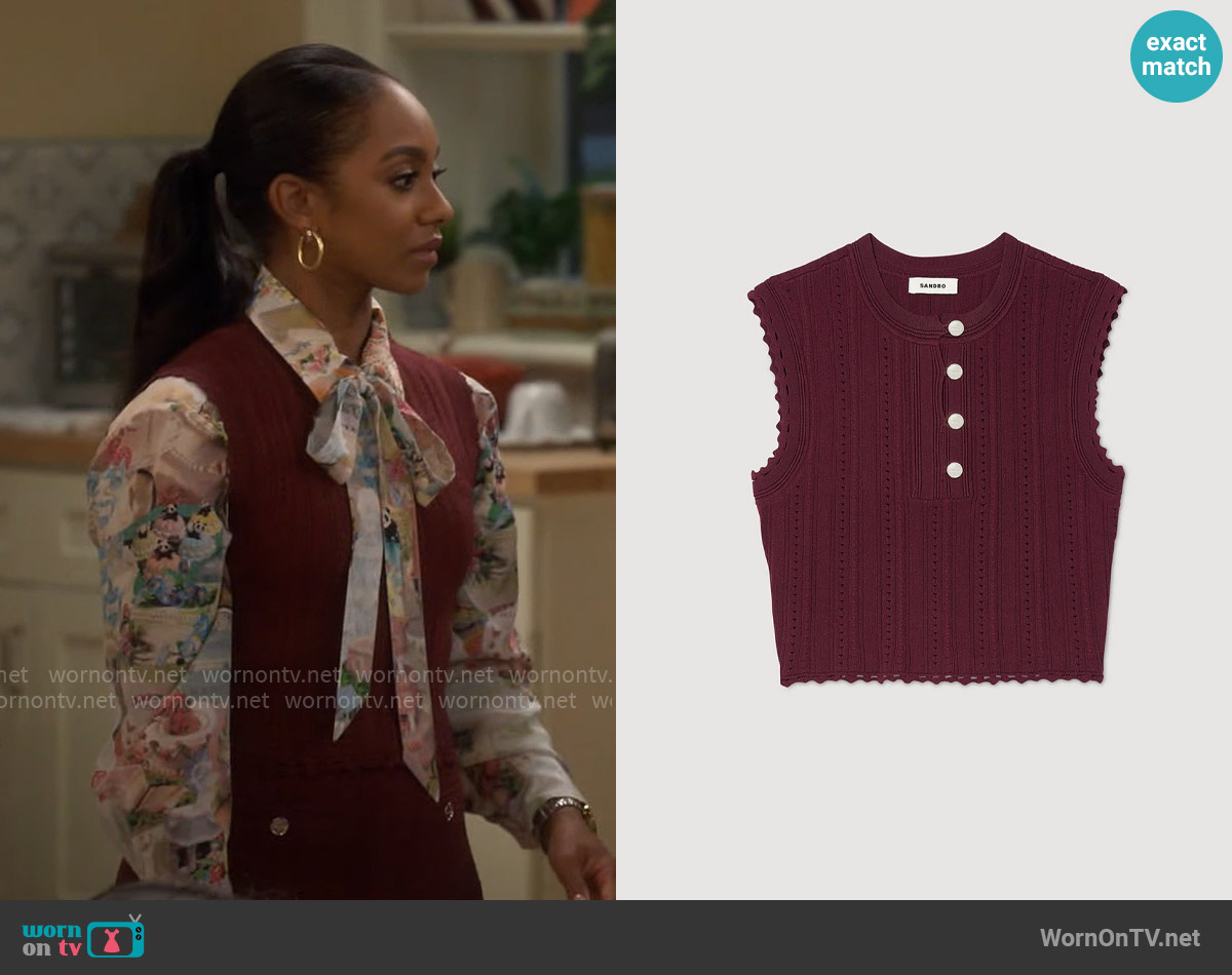 Sandro Sleeveless Short Sweater worn by Nina (Tetona Jackson) on Poppas House