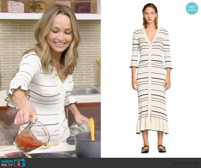 Sandro Stripy knit maxi dress worn by Giada De Laurentiis on Live with Kelly and Mark