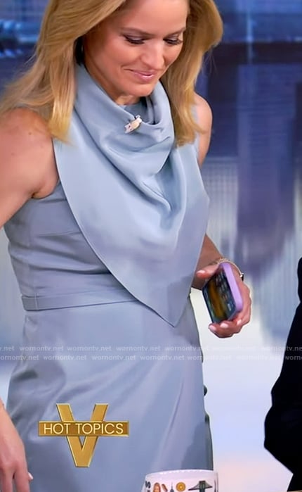Sara’s blue drape neck dress on The View