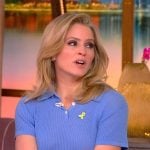 Sara’s blue knit polo and tweed skirt on The View