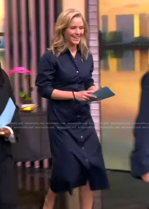 Sara’s blue short sleeve shirtdress on The View